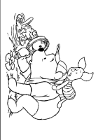 A coloring page of winnie the pooh - group
